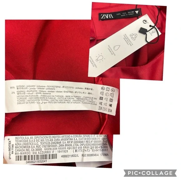 Zara red satin effect one sleeve asymetrical mini dress Sz L NWT - Picture 15 of 16